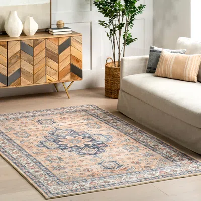 Nuloom Jordan Vintage Medallion Machine Washable Area Rug In Pink