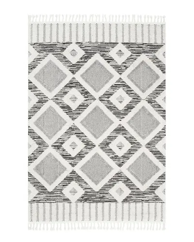 Nuloom Journey Shaggy Checkered Tiles Tassel Rug In Gray