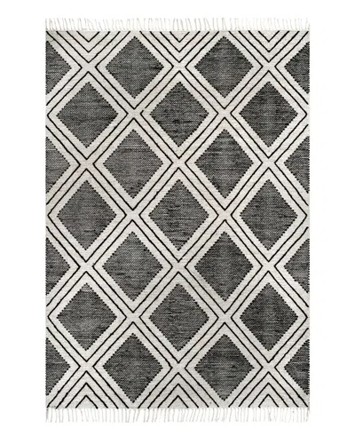 Nuloom Jubilee Cotton Diamond Trellis Tassel Rug In Black