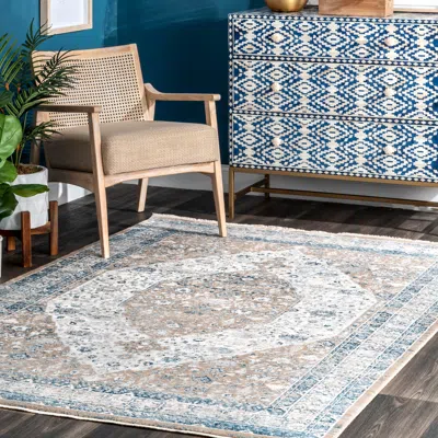 Nuloom Kaia Persian Iris Medallion Rug In Grey