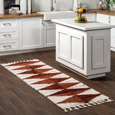 Nuloom Kali Shaggy Diamond Tassel Area Rug In Brown