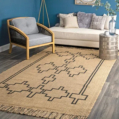 Nuloom Kamilah Geometric Hand Woven Jute Area Rug In Neutral