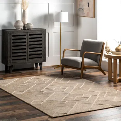 Nuloom Kassy Modern Geometric Wool Area Rug In Brown