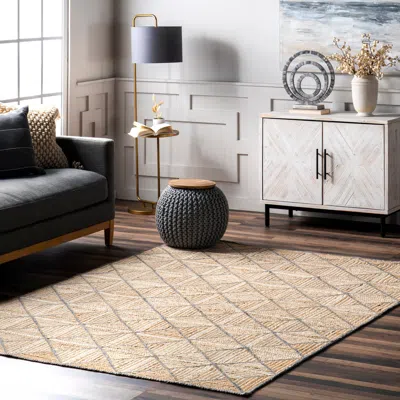 Nuloom Katya Geometric Tiled Jute Area Rug In Neutral