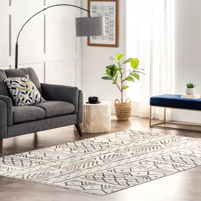 Nuloom Kendra Tribal Panel Fringe Area Rug In Brown