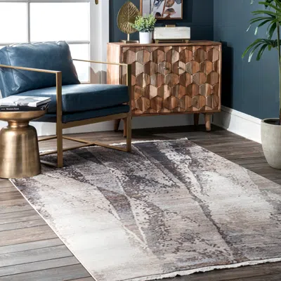 Nuloom Lainey Splashed Abstract Area Rug In Gray