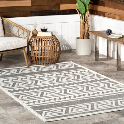 Nuloom Lanelle Tribal Banded Indoor/outdoor Area Rug In Gray