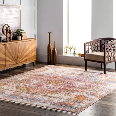 Nuloom Lauryn Machine Washable Floral Area Rug In Orange