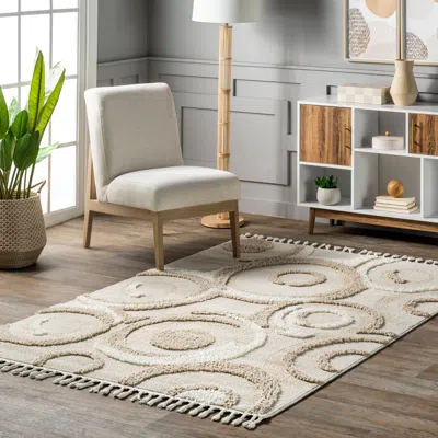 Nuloom Leena Intertwined Circles High/low Area Rug In Brown