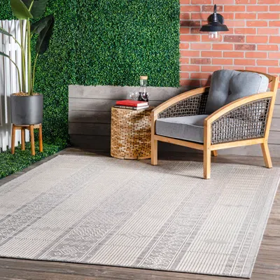 Nuloom Leigh Ethnic Stripes Indoor/outdoor Area Rug In Gray
