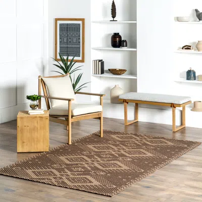 Nuloom Leith Geometric Cotton-blend Area Rug In Neutral