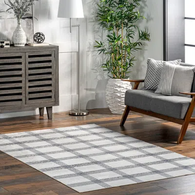 Nuloom Lenci Spinclean Modern Plaid Machine Washable Area Rug In Gray
