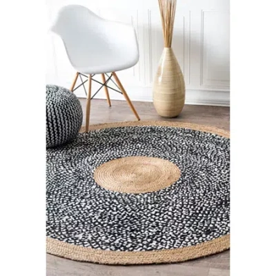 Nuloom Lesha Natural Fiber Round Rug In Black