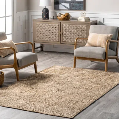 Nuloom Leva Square Tiled Jute Area Rug In Neutral