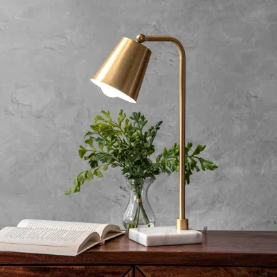 Nuloom Lincoln 31" Brass & Marble Table Lamp In Gold