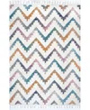 Nuloom Loft Rumi High-low Chevron Kids Tassel 5'3" X 7'6" Area Rug In Ivory