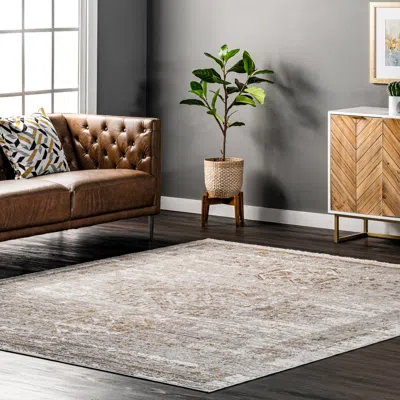 Nuloom Lucille Faded Vintage Medallion Area Rug In Gray