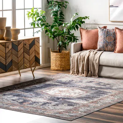 Nuloom Maire Traditional Medallion Machine Washable Area Rug In White