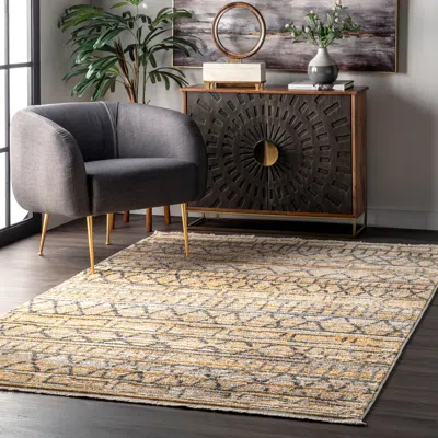 Nuloom Maisie Banded Tribal Area Rug In Neutral