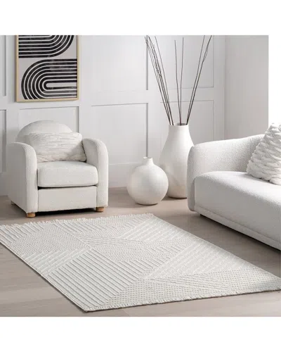 Nuloom Makena Modern Geometric High-low Polyester Rug In Off White