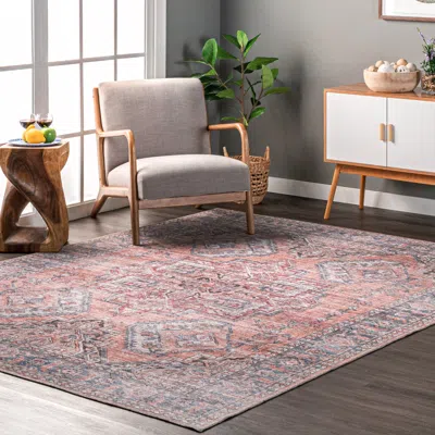 Nuloom Maple Machine Washable Floral Medallion Area Rug In Gray
