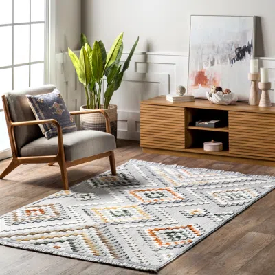 Nuloom Marceline Colorful Modern Diamond Fringe Area Rug In Multi