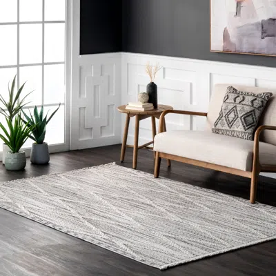 Nuloom Marcy Geometric Tasseled Area Rug In Blue
