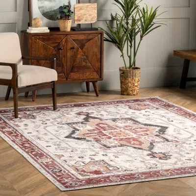 Nuloom Miley Machine Washable Traditional Medallion Area Rug In Multi