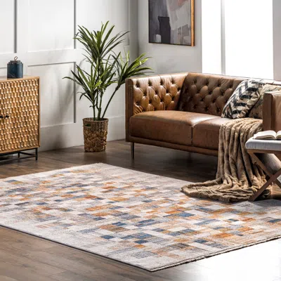Nuloom Mindy Faded Contemporary Tiles Fringe Area Rug In Multi