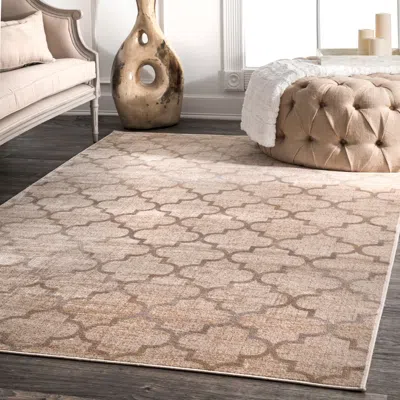 Nuloom Modern Viscose Trellis Fancy Area Rug In Brown