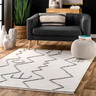Nuloom Moira Tribal Flatweave Tassel Area Rug In Brown