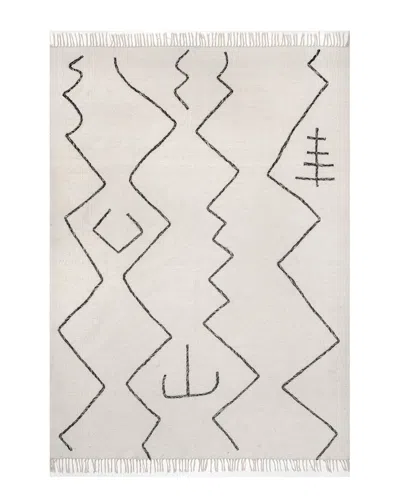 Nuloom Moira Tribal Flatweave Tassel Wool-blend Rug In Ivory