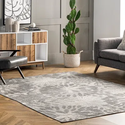 Nuloom Monique Floral Indoor/outdoor Area Rug In Gray