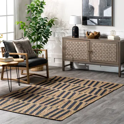 Nuloom Nalle Tilted Stripes Jute Area Rug In Burgundy