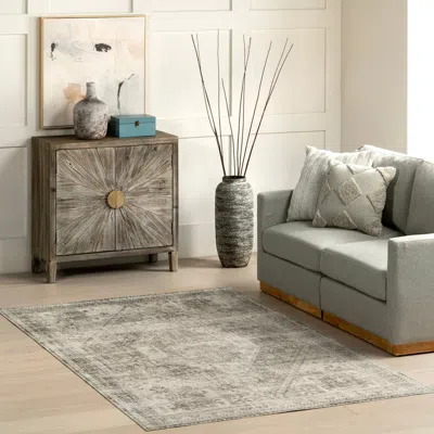 Nuloom Nevaeh Spinclean Machine Washable Bohemian Medallion Area Rug In Gray
