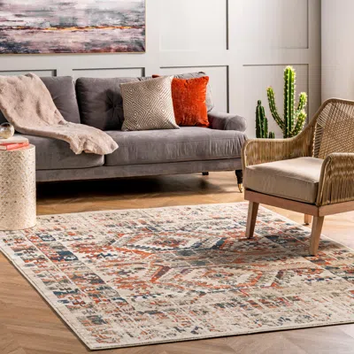 Nuloom Niamh Distressed Ethnic Motif Area Rug In Neutral