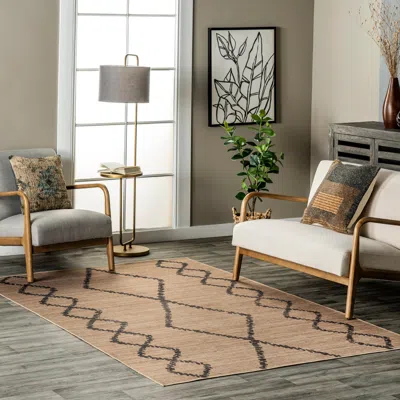 Nuloom Nita Tribal Bands Easy-jute Machine Washable Area Rug In Brown