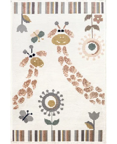Nuloom Pearl Avianna Giraffe Kids Fringe 5' X 7'6" Area Rug In Beige