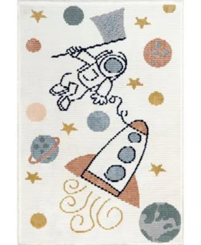 Nuloom Pearl Caree Astronaut Kids Fringe Area Rug In Beige