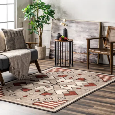 Nuloom Petra Boho Arrows Machine Washable Area Rug In Brown