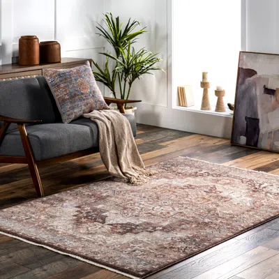 Nuloom Philippa Traditional Medallion Fringe Area Rug In Brown