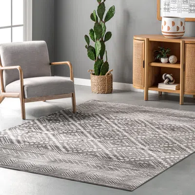 Nuloom Phyllis Machine Washable Diamond Trellis Area Rug In Gray