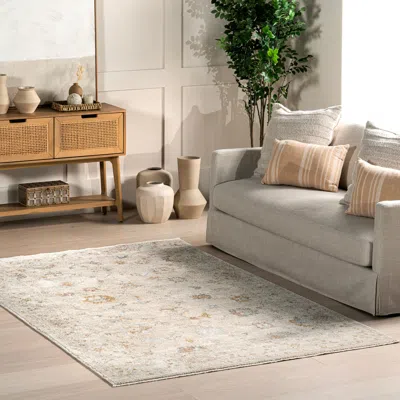 Nuloom Porter Faded Medallion Fringe Area Rug In Neutral