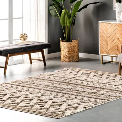 Nuloom Rebecca High Low Textured Shaggy Area Rug In Neutral