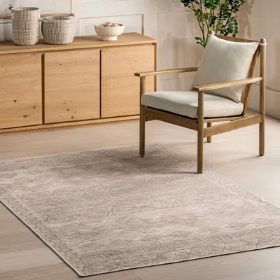 Nuloom Riya Spinclean Geometric Machine Washable Area Rug In Brown