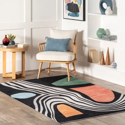 Nuloom Rosina Modern Abstract Machine Washable Area Rug In Brown