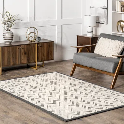 Nuloom Rozi Chevron Wool And Sisal Area Rug In Gray