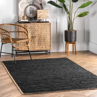 Nuloom Sabby Hand Woven Leather Flatweave Area Rug In Gray