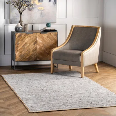 Nuloom Sabby Hand Woven Leather Flatweave Area Rug In Gray