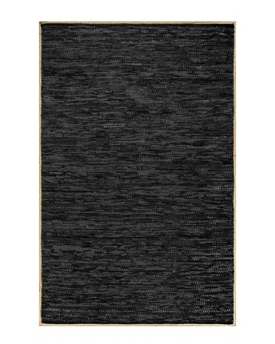 Nuloom Sabby Hand Woven Leather Flatweave Rug In Black